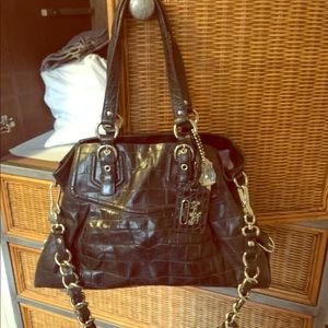 Black leather coach bag, used in good condition